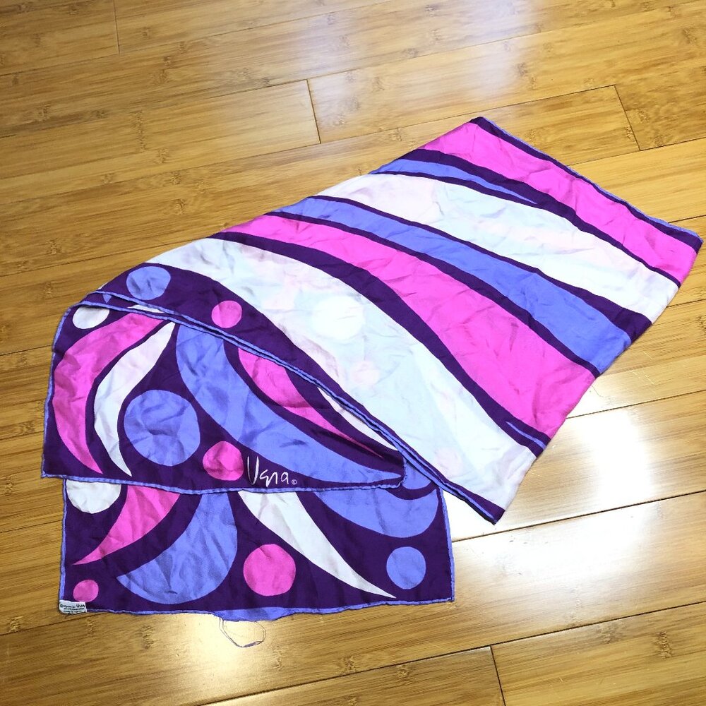 Vintage Vera Neumann Japanese Silk Scarf Pink Purple 60s 70s retro - Picture 3 of 7